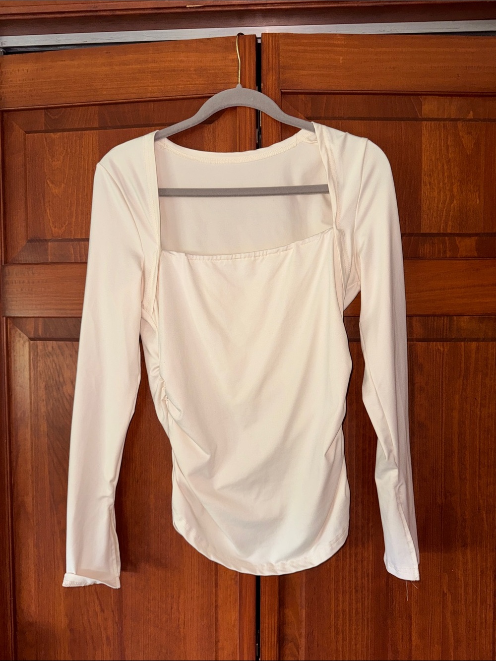 Women’s Long Sleeve Square Neck Top - Cream